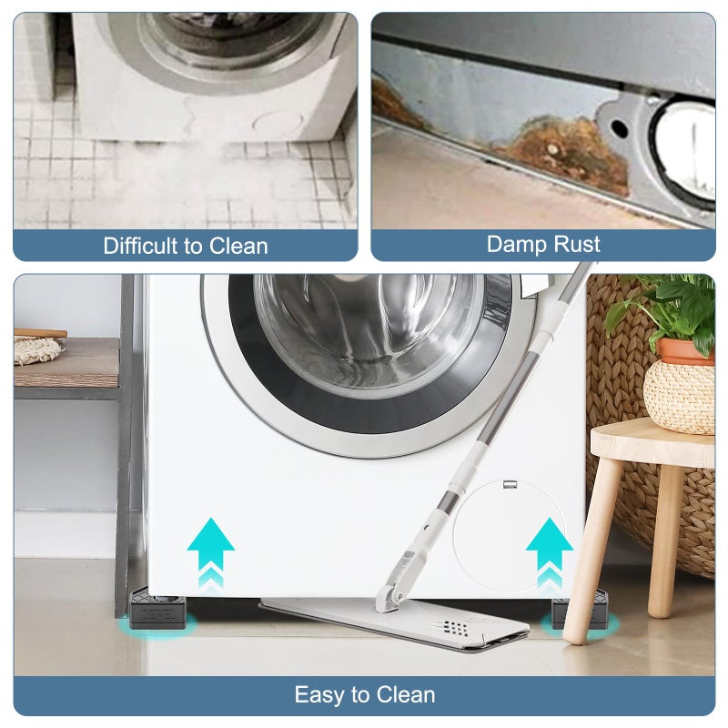 SEISSO 4 Pack Anti Vibration Pads for Washing, Pedestal for Washer and Dryer with 1100 lbs Weight Capacity, Washing Machine Foot Pads for Anti Slip Protect Laundry Room Floor(Black) - Image 4